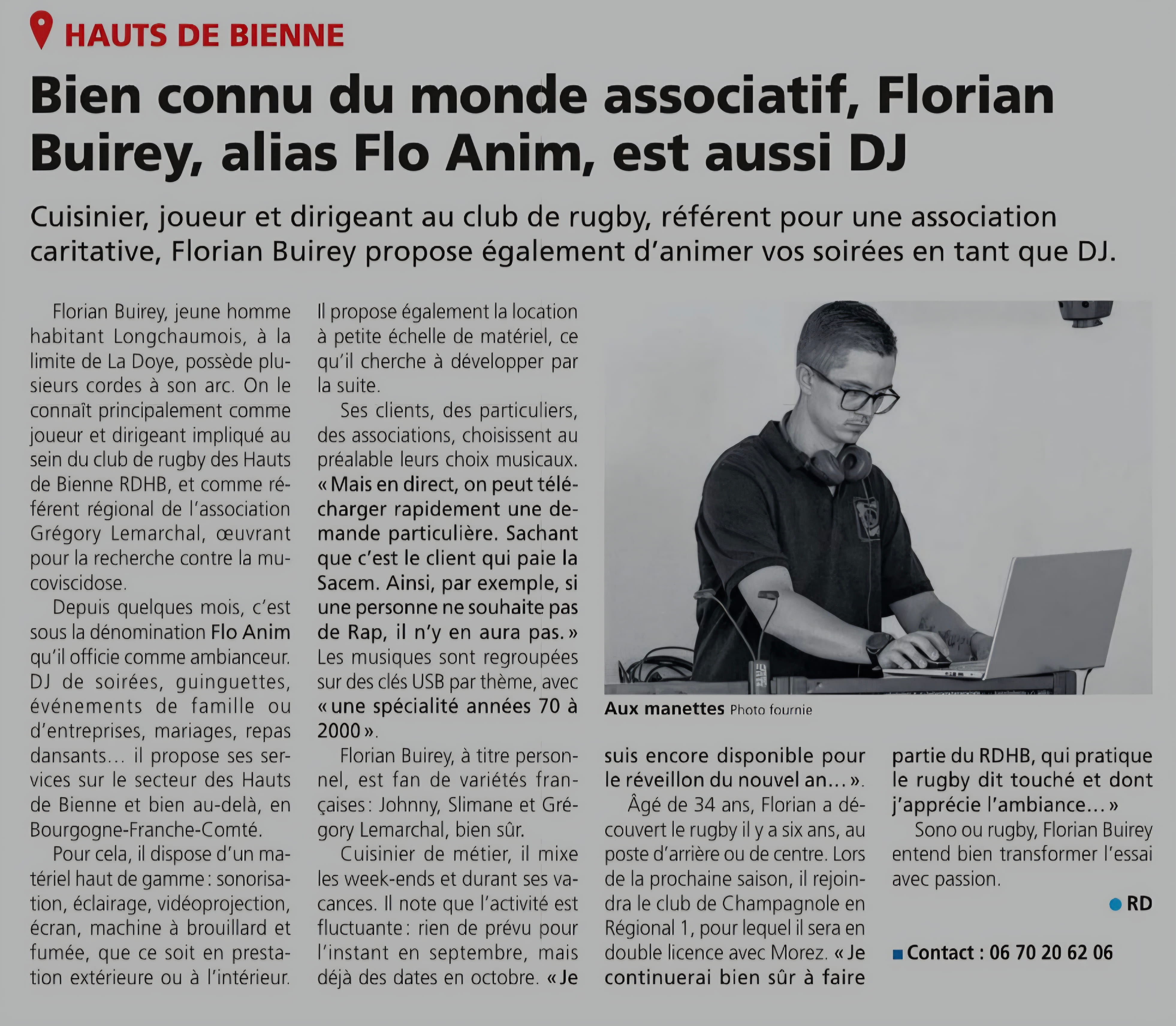 Presse — animation Soirée par Flo'anim', DJ dans le Jura et la Bourgogne-Franche-Comté
